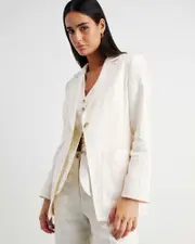 [Jag] Jag Women's Kayla Linen Blazer In Milk White Size 12 12 White