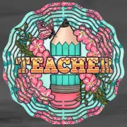 Wind Spinner 10" Gorgeous Pink And Aqua Teacher Design Double Sided WindSpinner