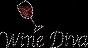 Rhinestone Bling Sparkle Iron On Transfer DIY Wine Diva Red Glass
