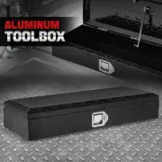 34" W Aluminum Pickup Truck Trailer Trunk Bed Tool Storage Box w/ Lock Black