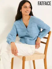 FatFace Annie Chambray Blue Knitted Cardigan (AK4317) | $120