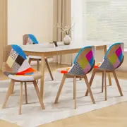 1 Set of 4 Artiss Dining Chairs Fabric Retro