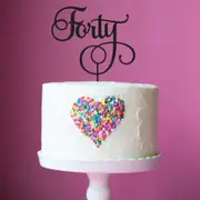 "Forty" Black Acrylic Cake Topper