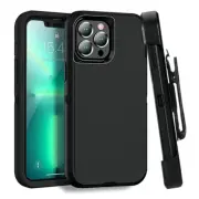 For iPhone 13 Pro Max 13 Mini Shockproof Rugged Black Defender Case W/Belt Clip
