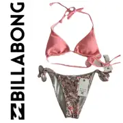 BNWT BILLABONG MIX MATCH TRI TOP & TIE SIDE HIKE BOTTOMS (MED/10) $139 (PEACH)