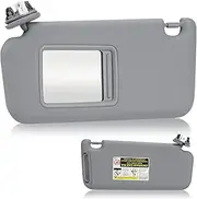 Youxmoto Sun Visor Left Driver Side for Toyota RAV4 2006 2007 2008 2009 2010 2011 2012 2013, Gray with Mirror and Light Cable, Replaces 74320-42501-B2