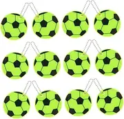 Kisangel 12PCS Reflective Soccer Keychain Pendant Stylish Keyrings for Backpacks Clothing Night Visibility for Students Adults Cycling Running