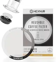 [HEXNUB] Reusable Metal Filter for AeroPress Coffee Maker, Stainless Steel Filter Fits AeroPress Original & Go Coffee Press, Fuller Bodied Coffee Than Paper Filters - SILVER MESH