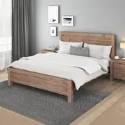 Nowra Solid Acacia Timber Metal Tenon Joint King Oak Bed Frame