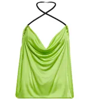 [The Attico] The Attico Pauline leather-trimmed top AU 10 green