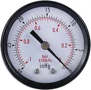 Paul My 1-1/2" Dry Utility Mini Vacuum Pressure Gauge Blk.Steel 1/8" Center Back, 30HG/0PSI Pressure Tester