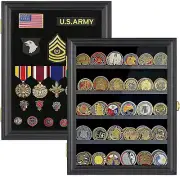 Medals Display Case Wall Frame for Collector, Military Challenge Coins Holder