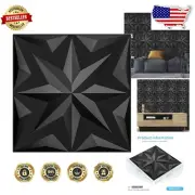 Pack of 12 Octagon-Black 3D Decorative Wall Tiles - 32 Sq Ft Floral Panels