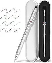 smttw 5-in-1 Stylus Pen&Multicolored Pen in One, Multifunction Pen with Metal Gift Box,Black Blue Red Green Ballpoint Pen Ipad with Universal Stylus Multicolor Pen for Touch Screens（Silver）