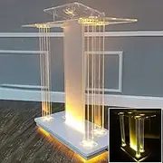 Church Pulpit Acrylic Podium, Pulpits for Churches with LED Light, Lecterns & Podiums Stand Portable, Podium Stand for Church on Wheels, Teacher Speaker Lecture Tilting Laptop