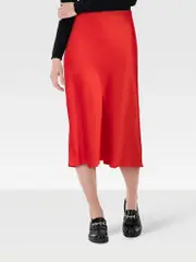Red Stretchy Midi Skirt