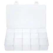 15 Large Grids Clear Plastic Jewelry Box Organizer Storage Container with Rem...
