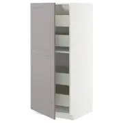 METOD / MAXIMERA high cabinet with drawers, white/Bodbyn grey, 60x60x140 cm