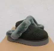 UGG GREEN DISQUETTE FELTED SHEEPSKIN PLATFORM SLIPPERS, WOMEN US 8/ EUR 39 ~NIB