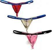[COMLIFE] Men's Low Waist Ice Silk G-String Thongs Underwear Bulge Pouch T-Back Lingerie Thongs Underwear