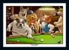ARTHUR SARNOFF DOGS 9 TITLES PLAYING POOL POKER CARDS SLOTS 24x36" PRINT/FRAMED