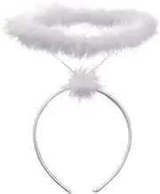 White Angel Halo Headband - Feathered Angel Halo - Halloween Headband - Angel Costume Accessories - Angel Costume for Women, Men and Kids