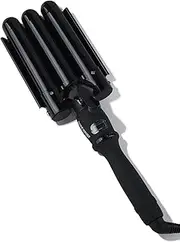 Trademark Beauty Three Barrel Hair Waver, Curling Iron, 1.1 Inch, Beach Waves, Adjustable Temperature Hair Curler, Babe Waves Limited Edition - Black