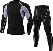 [Abigprofit] Men's Running Set 2pcs/Sets Sportswear Compression Sports Suit Running Sport Workout Tights 24 XXL