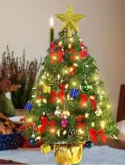2 Ft Christmas Tree, Christmas Tree with LED Lights, Star Tree Topper