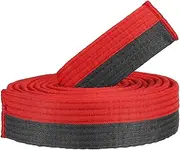[uxcell] Taekwondo Colored Ranking Belt, 1.6" x9.2Ft 2.8M Polyester Martial Arts Judo Karate Belt for Coach Teaching Practice, Red-Black