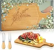 Nuenen Bridal Baby Shower Game Prizes for Winners Wood Square Cheese Board Gift with Knives Forks Themed Box Wedding party favors for Guests(Greenery)