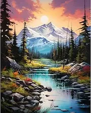 xackcme Mountain Paint by Numbers for Adults - Scenery Paint by Number on Canvas Without Frame, DIY Oil Painting for Gift Home Wall Decor (16x20 inch)
