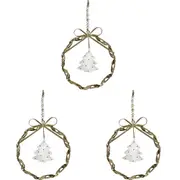 3x LVD Metal/Beads Twist Wreath Tree Hanging Ornament Home Decor Lrg Gold/White