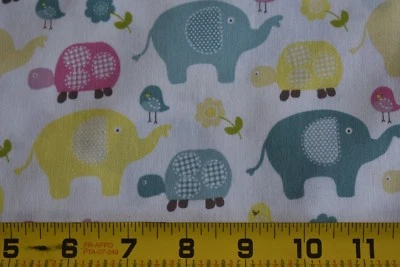 By 1/2 Yd, Cute Colorful Baby Animals on White Quilt Cotton, Springs, N4094