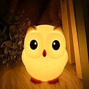 Cute Owl Night Light, LED Animal Lamp for Kids, Owl Silicone Nursery Night Light Rechargeable Bedside Touch Lamp for Kids Sleeping