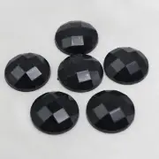 50 Black Acrylic Flatback Rhinestone Round Gem Beads 20mm (3/4") No Hole