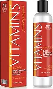 Nourish Beaute Vitamins Natural Shampoo for Hair Growth and Hair Loss for Hair Regrowth,Volume and Thickening with Biotin,DHT Blockers, No Sulfate, For Men and Women, Premium Gold Label, (Pack of 1)