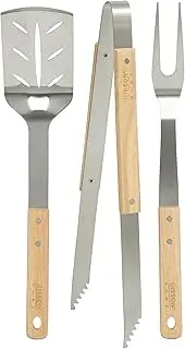 Gibson Home Barbeque Plus 3 Piece BBQ Tools W/Rubberwood Handles