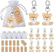 Tenare 40 Sets Baby Shower Favors Guests Return Gifts Including Animal Keychains, Organza Bags and Thank You Tags for Theme Party Favor Boys Girls Birthday Party Supplies (Blue)