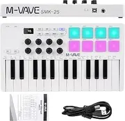 Nikou M-VAVE MIDI Keyboard Controller, USB Mini 25 Keys, Professional Dynamic Keybed, Electric Music Arranger Keyboard with RGB Drum Pads, White