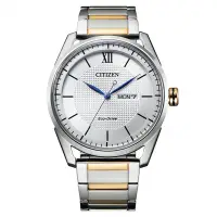 在飛比找Yahoo奇摩購物中心優惠-CITIZEN星辰 GENT S系列 光動能經典半金格紋腕錶