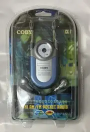 Coby Dynamic Bass Boost System Black CX-7 AM/FM Radio Mini Pocket Radio Earbuds