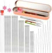 58 Pcs Beading Needles Set,50 Pcs Long Straight Beading Thread Needles, 8 Pcs Bi