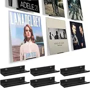 BiJun Vinyl Wall Mount 6 Pack, Black Metal Vinyl Holder Wall Display Shelf Record Stand for Albums LP Minimalist Storage Set CD Display in Office Home
