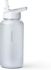 Vinsun Tritan Sports Bottle 1 Litre with Straw Lid - BPA Free, Leak-Proof - Lightweight Water Bottle for Fitness Training, Travel, Work, Sports - Water Bottle White