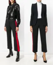 ALEXANDER MCQUEEN Black Cropped Pants w/ Red Side Stripe sz IT 40/ US S $1275