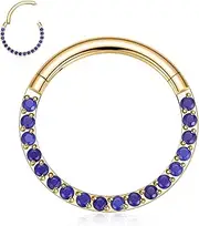 [PEAKLINK] 316L Septum Ring Septum Jewelry Nose Hoop Ring 8mm 10mm Daith Earrings Surgical Steel Seamless Clicker Ring Tragus Jewelry Cartilage Conch Helix Rook Hoop Earrings with Lapis Lazuli