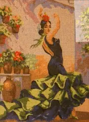 "Flamenco" Printed Needlepoint Tapestry Canvas Collection D'art 10323