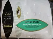 Vtg Penney’s Nation-Wide White Muslin 100% Cotton Double Bed Sheet 81x108 Flat