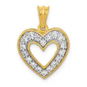 Solid 14k Yellow Gold 1/4ct. Simulated CZ Heart Pendant
